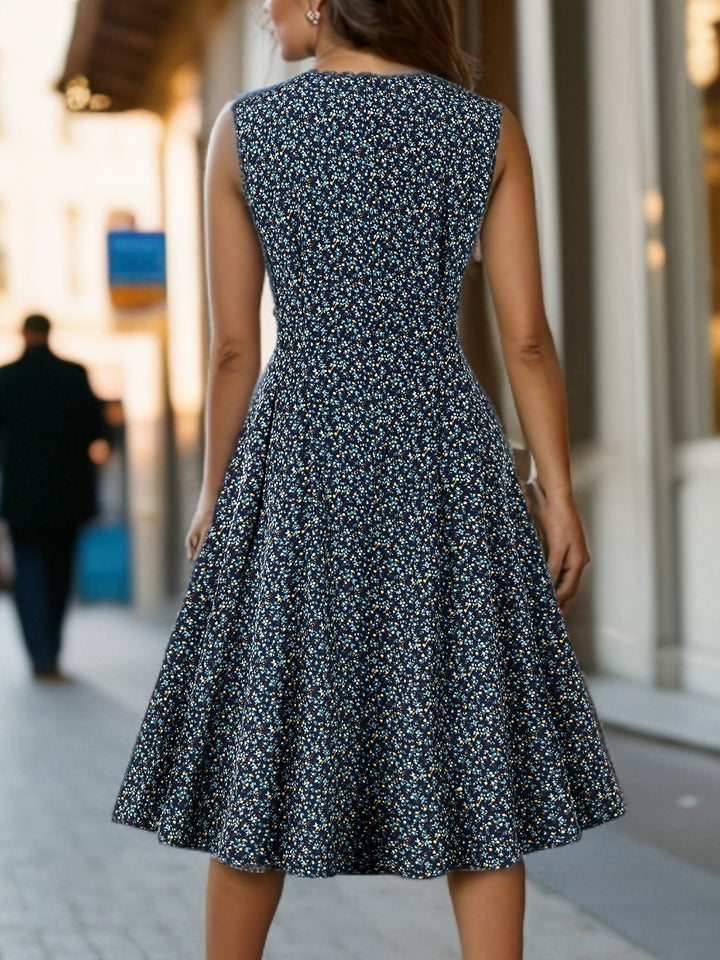 Lily Summer Dress for Women – Sleeveless Midi Dress with Floral Print and Elegant Cut