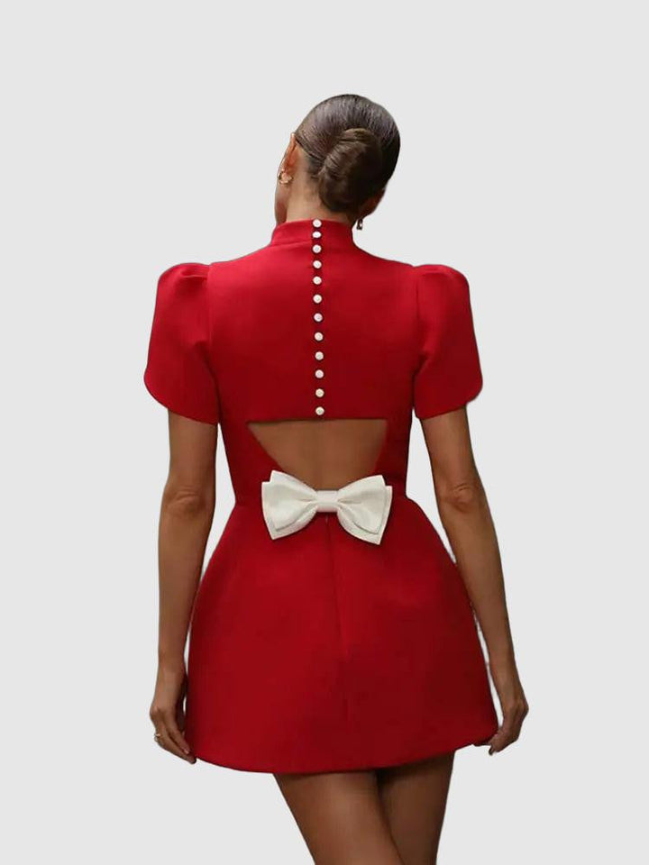 Lissane Mini Red Dress for Women – Chic Summer Dress with Bow Detail and Elegant Cutouts