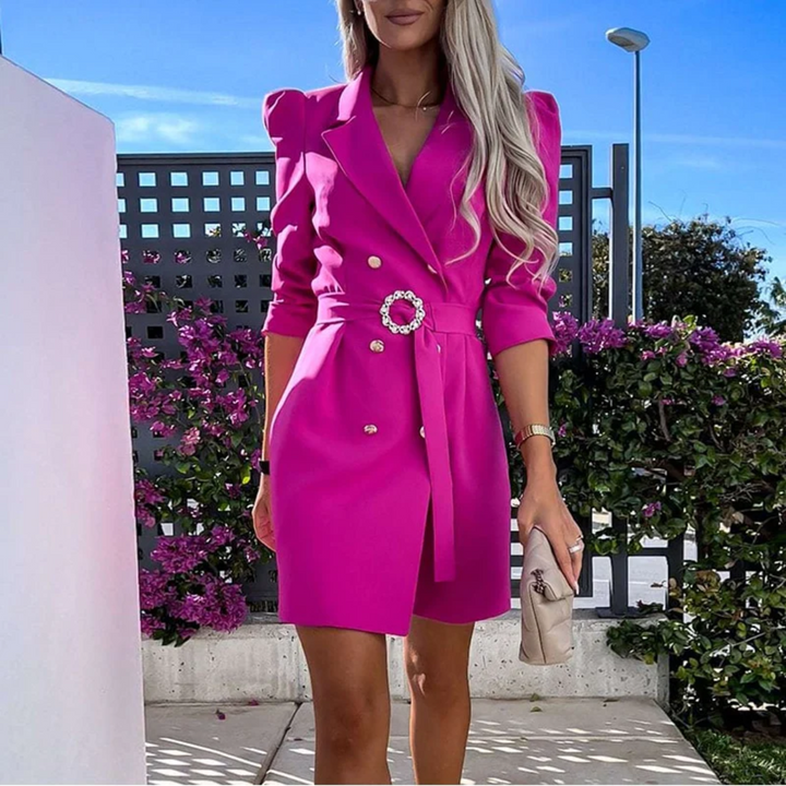 Bree Women's Blazer Dress – Elegant Nautical Look with Adjustable Belt & Versatile Cut