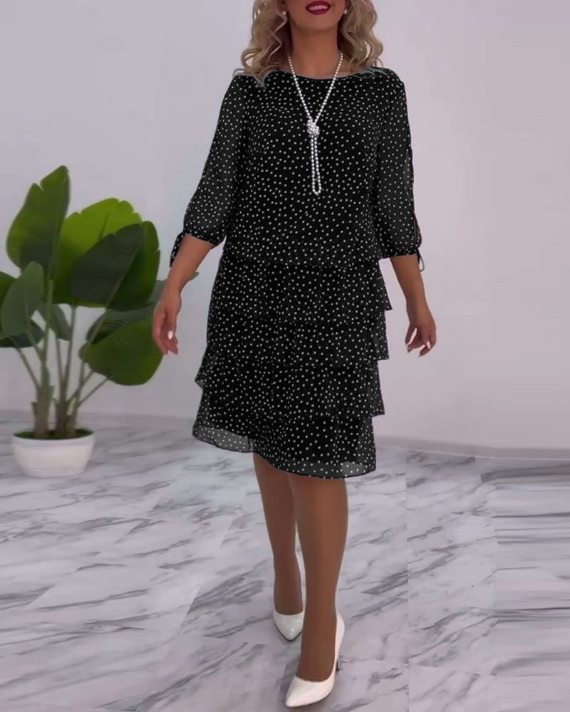 Yasmine Women's Dress – Elegant Layered Polka Dot Dress with Airy and Feminine Cut