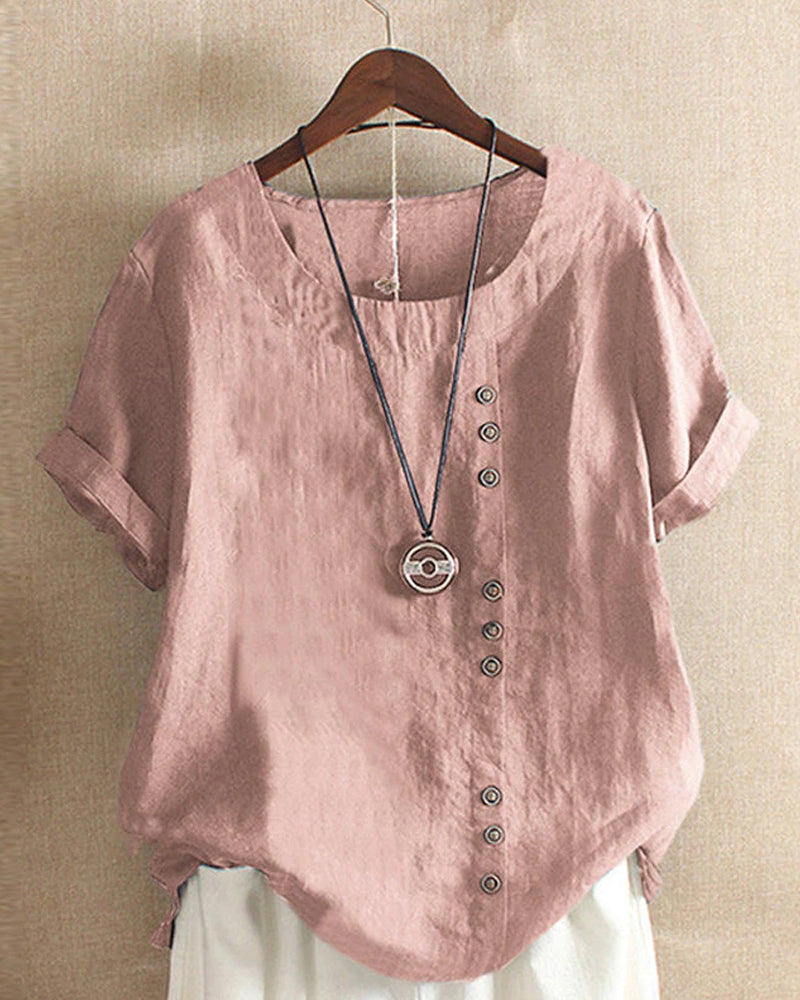 Lena Blouse Women – Lightweight Linen Blouse with Button Closure & Natural Look