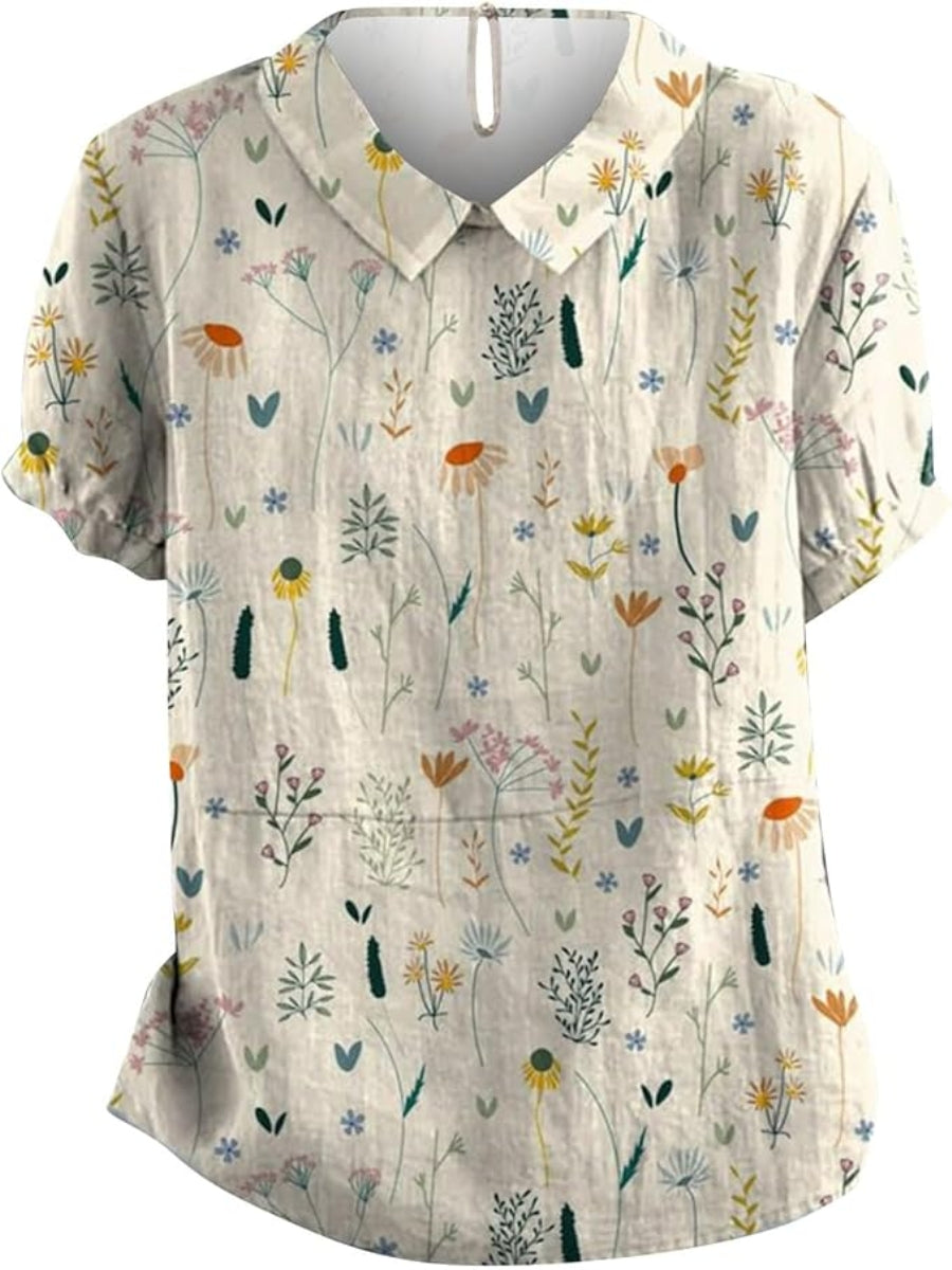 Alina Blouse for Women – Lightweight Blouse with Wildflower Print & Relaxed Fit for Summer