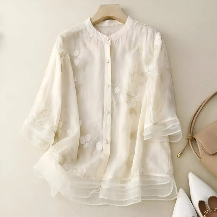 Emily Blouse for Women – Elegant Floral Blouse in Airy Fabric with Classic Cut