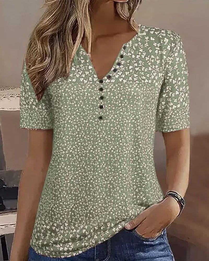 Summer Women's Naomi - Floral Print T-Shirt with Short Sleeves & Comfortable Stretch Fit