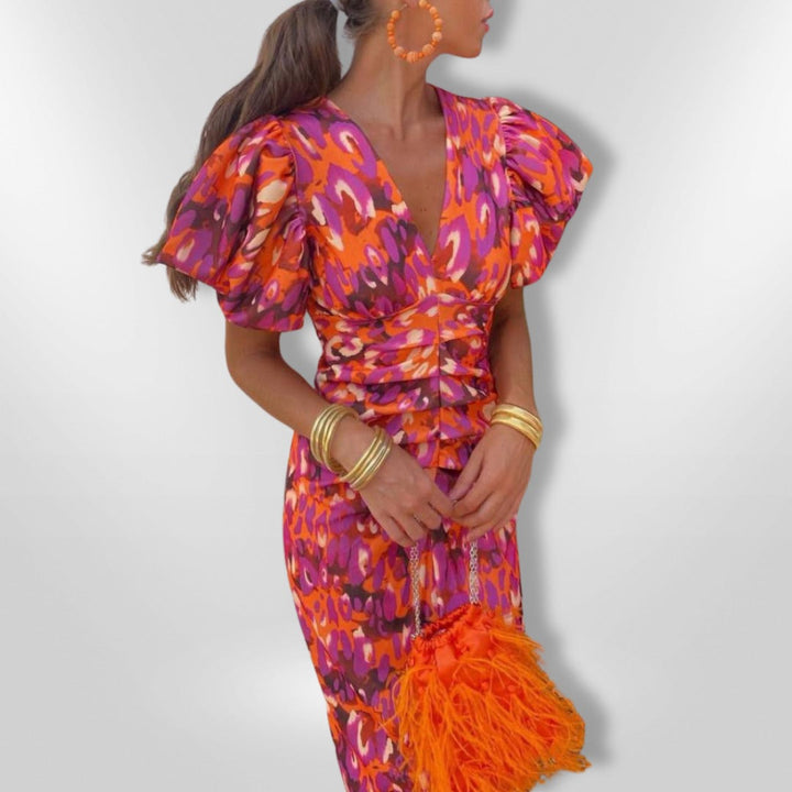 Noor™ - Mid-Length Dress with Puff Sleeves