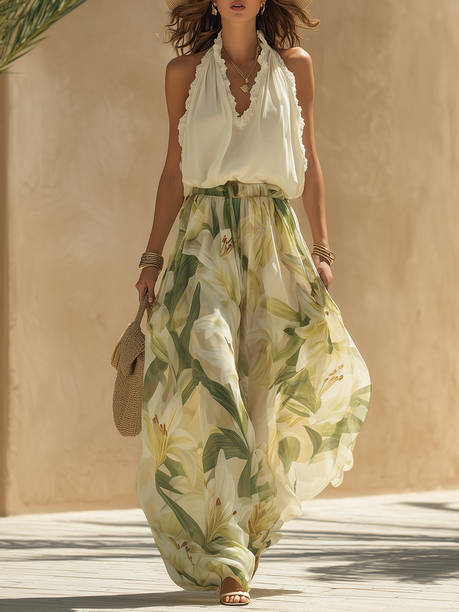 Lysandra | Elegant Printed Lily Fluid Set