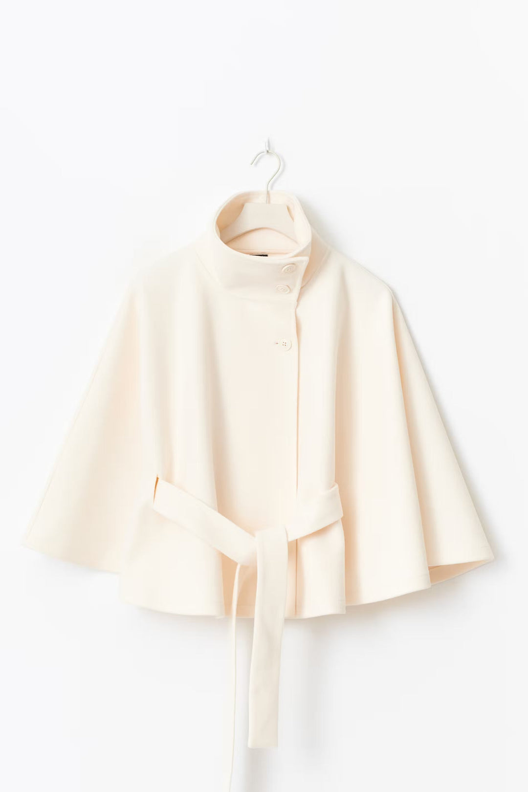 Ivanna Women's Wool Coat – Elegant High Collar with Removable Belt & Relaxed Fit