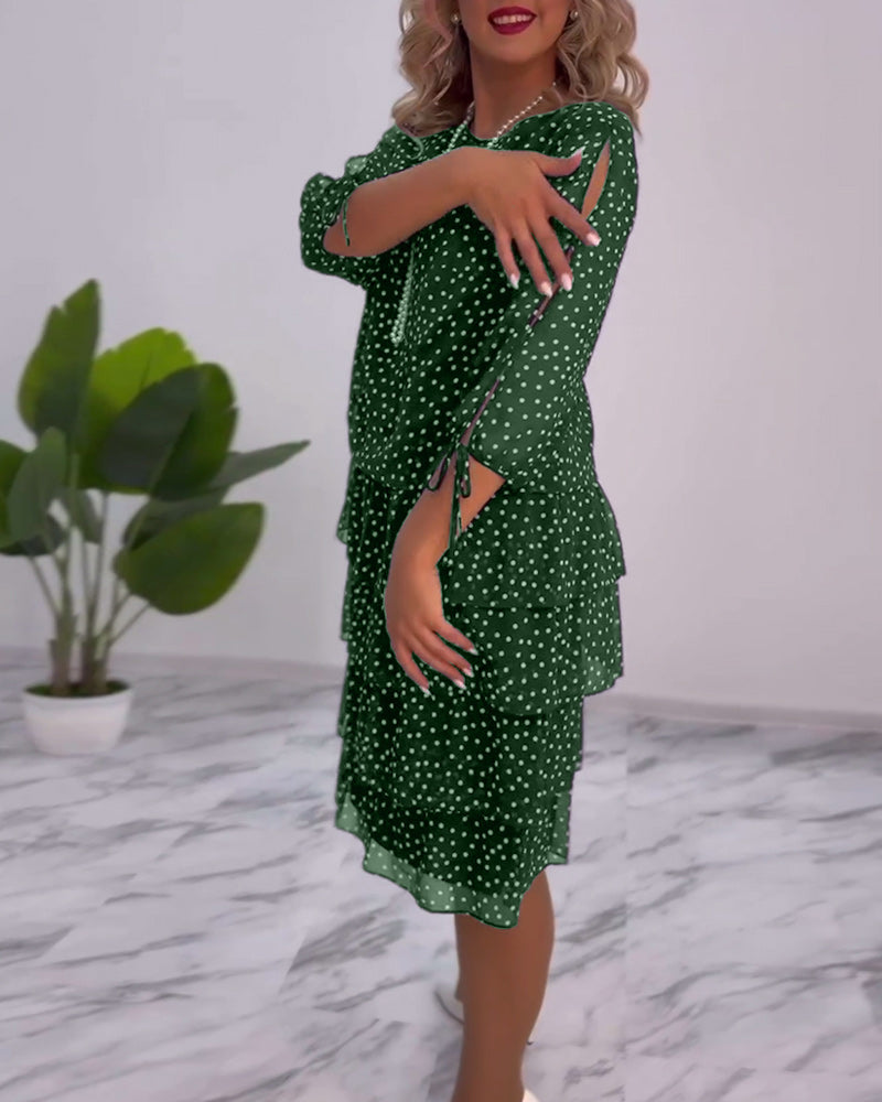 Yasmine Women's Dress – Elegant Layered Polka Dot Dress with Airy and Feminine Cut