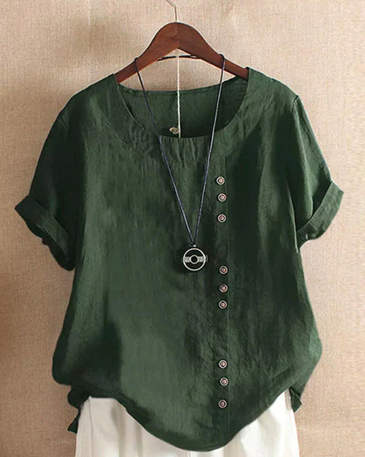 Lena Blouse Women – Lightweight Linen Blouse with Button Detail & Natural Look