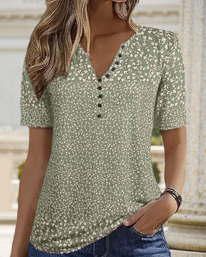 Summer Women's Naomi - Floral Print T-Shirt with Short Sleeves & Comfortable Stretch Fit