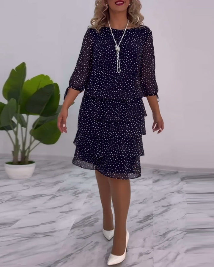 Yasmine Women's Dress – Elegant Layered Polka Dot Dress with Airy and Feminine Cut