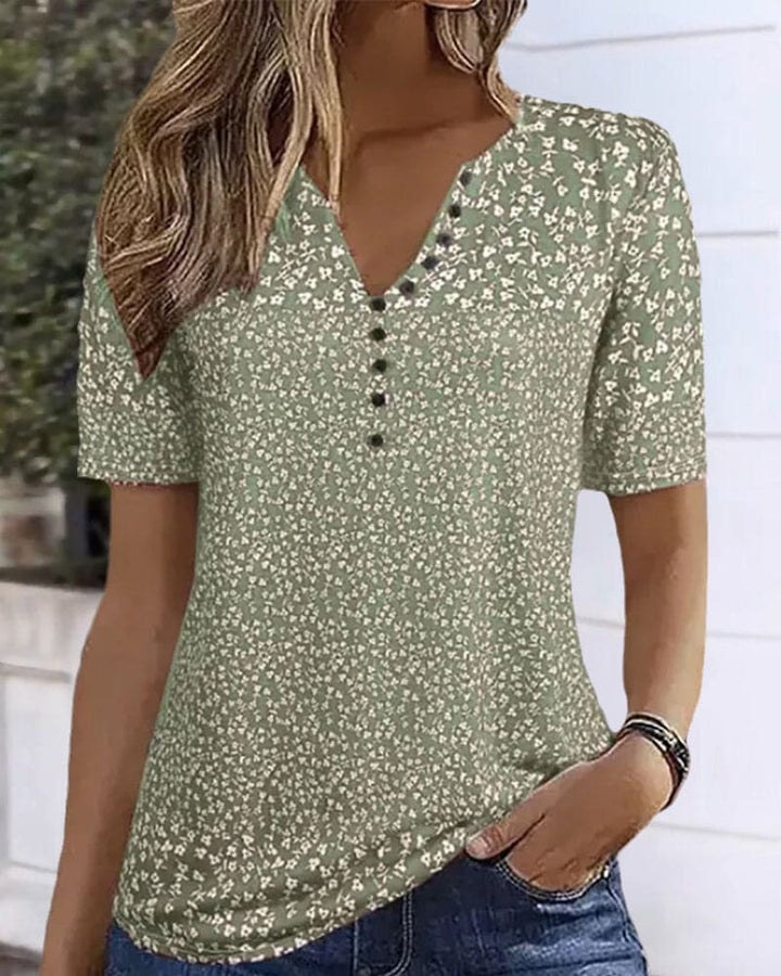 Summer Women's Naomi - Floral Print T-Shirt with Short Sleeves & Comfortable Stretch Fit