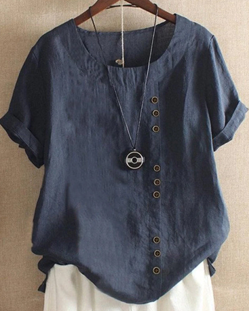 Lena Blouse Women – Lightweight Linen Blouse with Button Closure & Natural Look