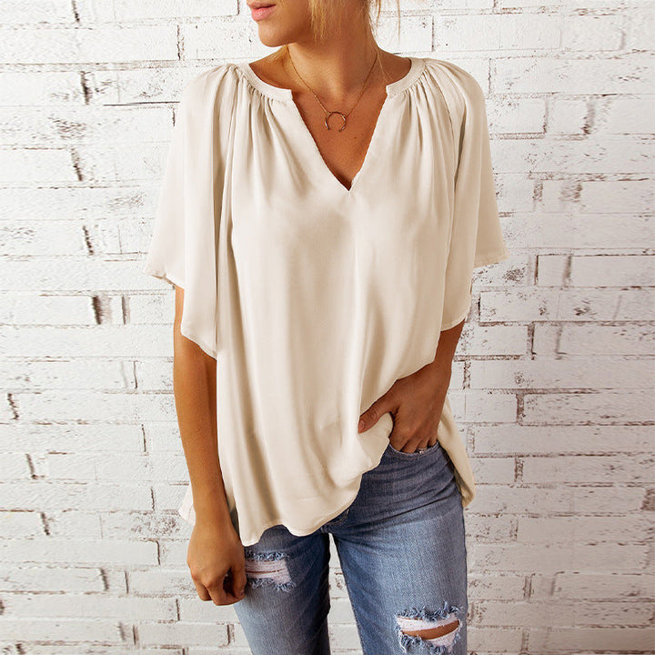 Samara Women's T-Shirt – Casual Short Sleeve Top in Soft Knit with Loose Fit