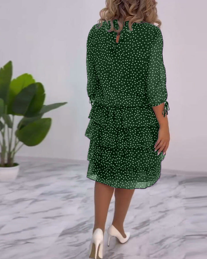 Yasmine Women's Dress – Elegant Layered Polka Dot Dress with Airy and Feminine Cut