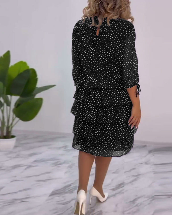 Yasmine Women's Dress – Elegant Layered Polka Dot Dress with Airy and Feminine Cut