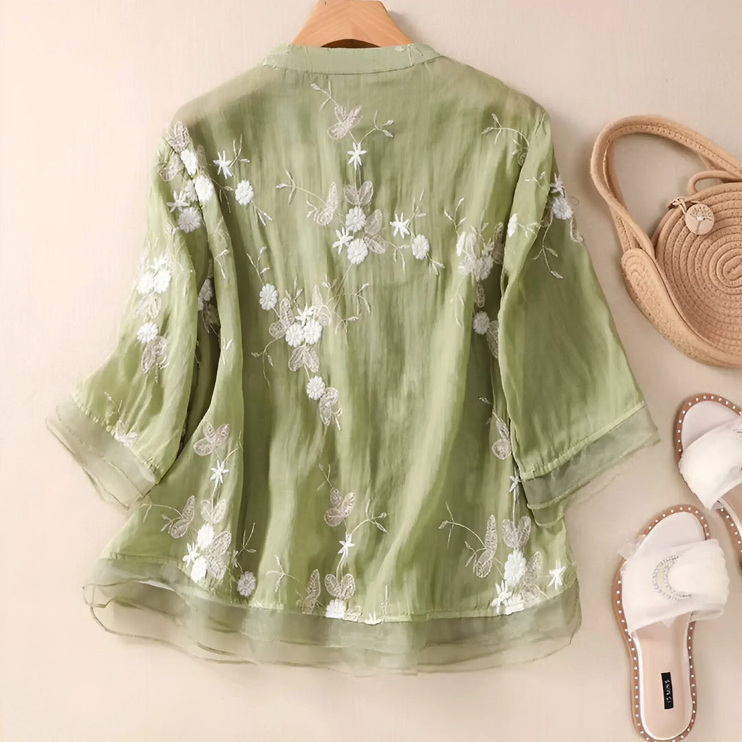 Emily Blouse for Women – Elegant Floral Blouse in Airy Fabric with Classic Cut