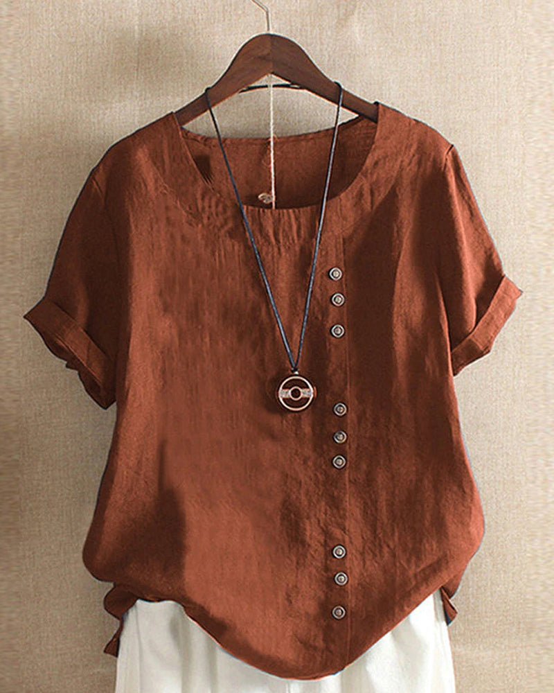 Lena Blouse Women – Lightweight Linen Blouse with Button Closure & Natural Look