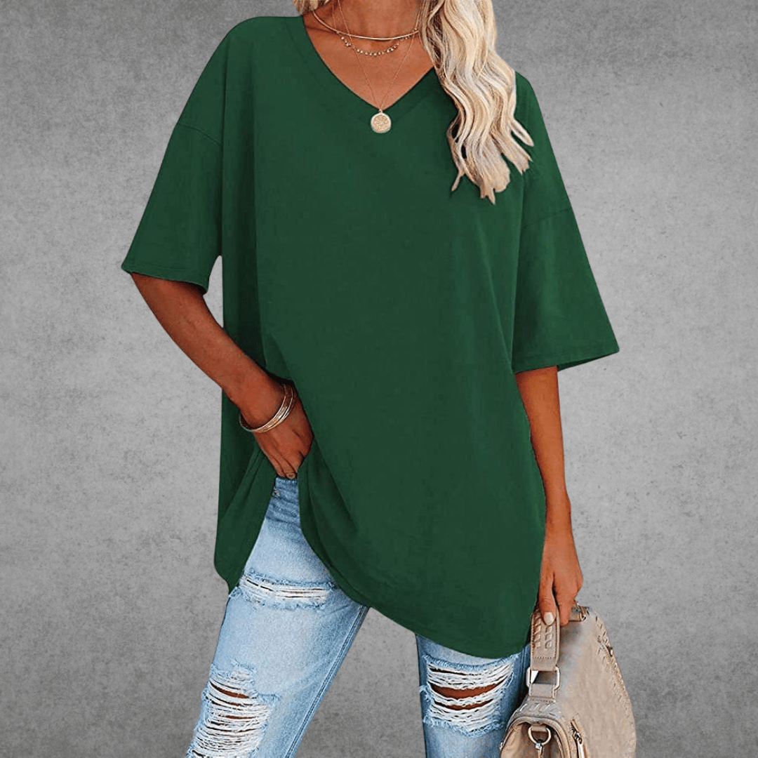 Ninon Oversized T-Shirt for Women – Comfortable V-Neck Design & Lightweight Breathable Fabric