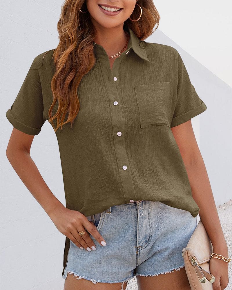 Odette Blouse Women Chic – Elegant Short Sleeve Top with Modern Cut