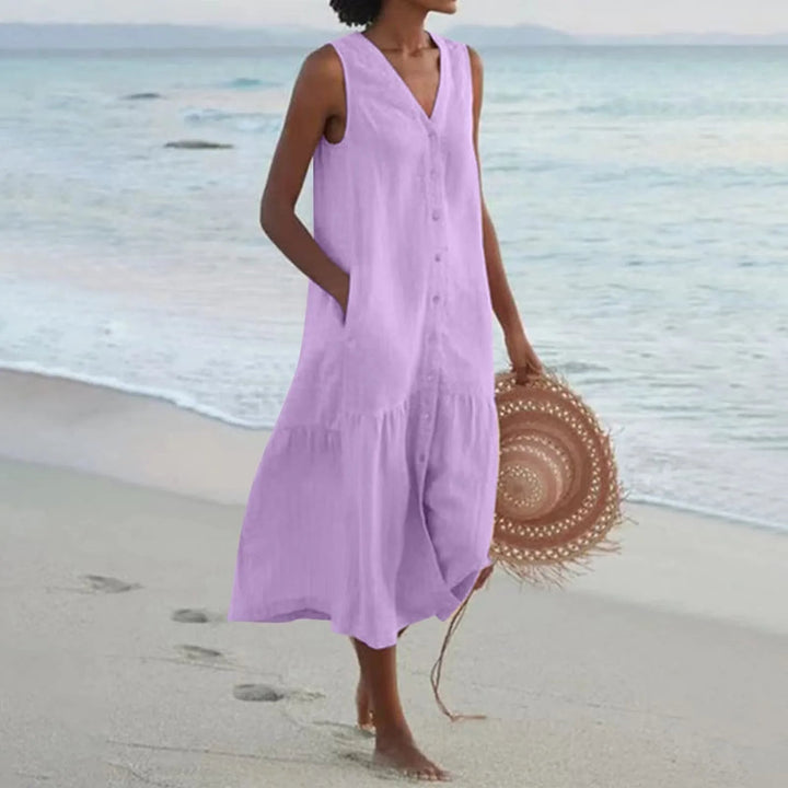 Women's Summer Dress Lena – Elegant V-Neck Dress with Breezy Fit & Timeless Design