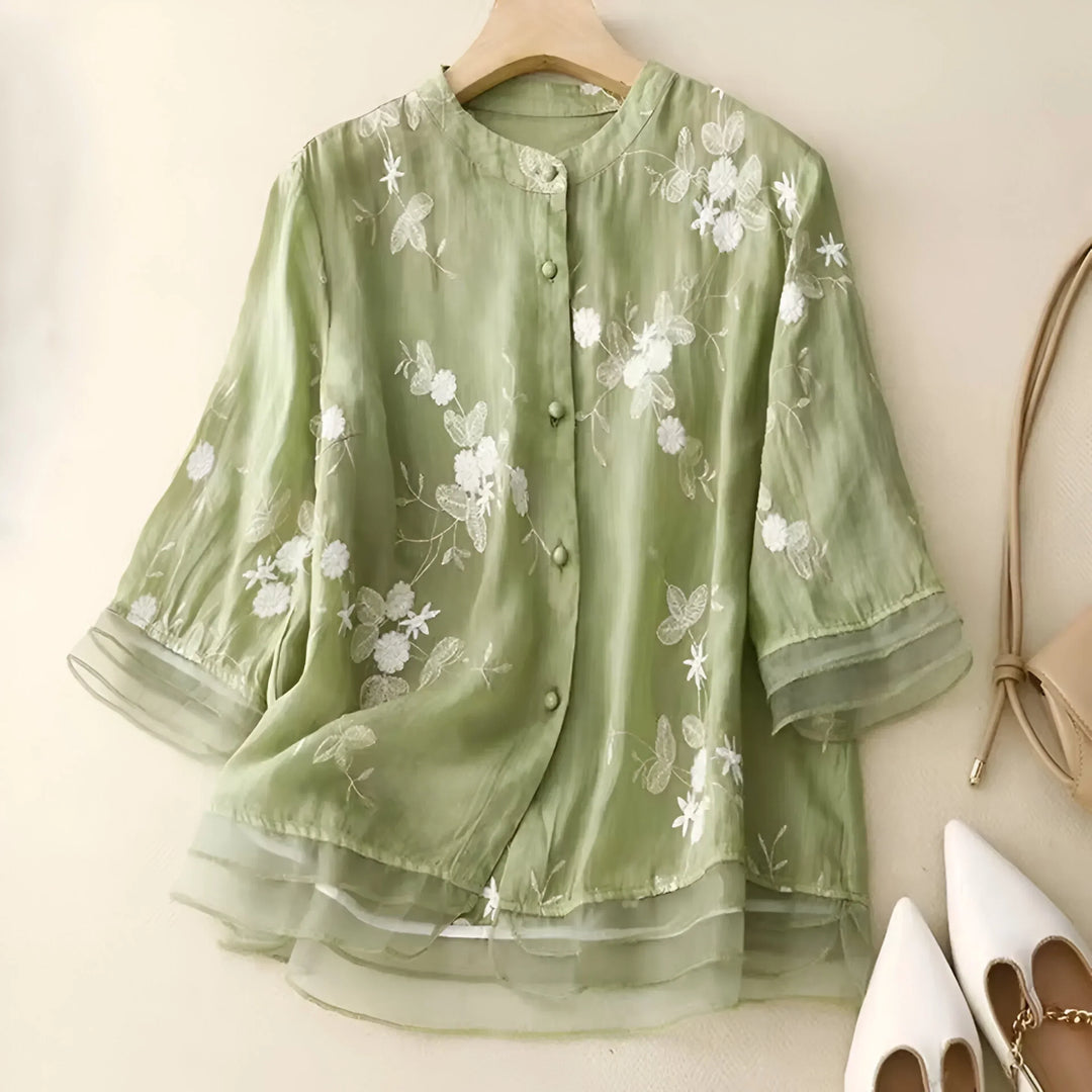 Emily Blouse for Women – Elegant Floral Blouse in Airy Fabric with Classic Cut