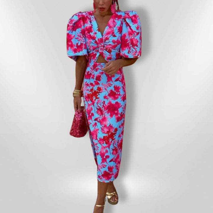 Noor™ - Mid-Length Dress with Puff Sleeves