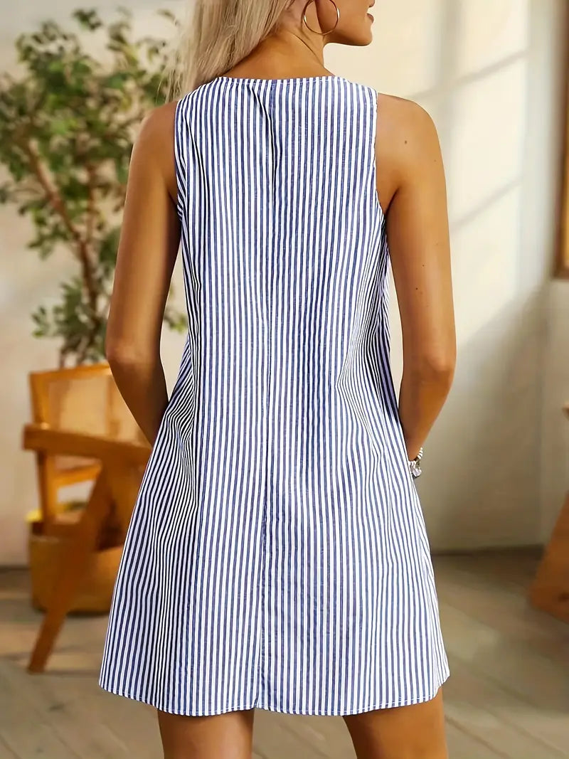Laurette Summer Dress for Women – Flattering Stripes, Comfortable Fit & Practical Pockets