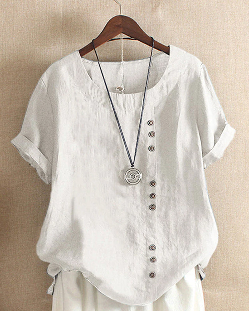 Lena Blouse Women – Lightweight Linen Blouse with Button Closure & Natural Look