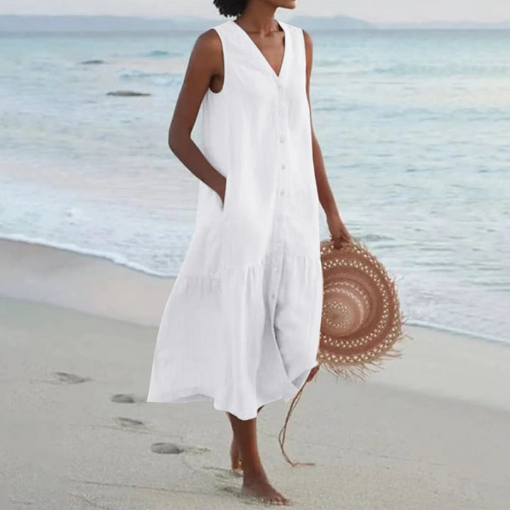 Women's Summer Dress Lena – Elegant V-Neck Dress with Breezy Fit & Timeless Design