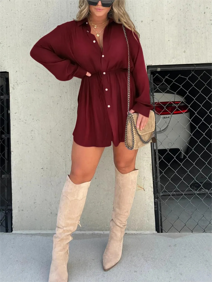 Tamara Jumpsuit Dress for Women – Elegant with Integrated Shorts & Flattering Waist Belt