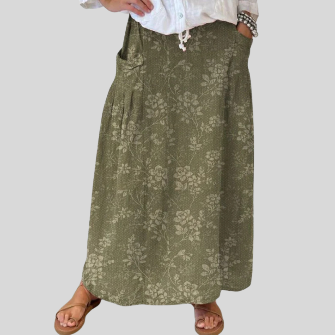Princess™ | Vintage Floral Elastic Waistband Pocket Skirt