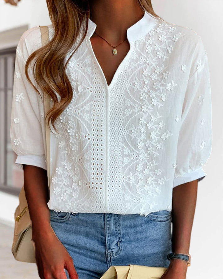 Emelia Blouse for Women – Elegant Top with Puff Sleeves & Comfortable Fit