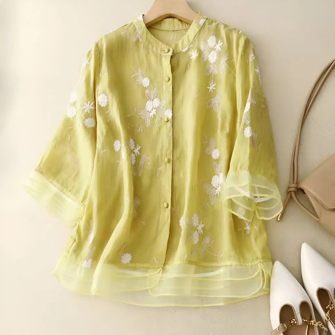 Emily Blouse for Women – Elegant Floral Blouse in Airy Fabric with Classic Cut