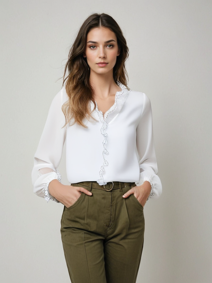 Erin Blouse for Women - Elegant Long Sleeve Top in Classic Colors with a Comfortable Fit