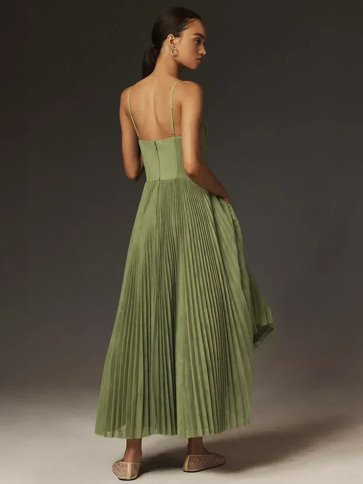 Juliana Midi Dress for Women – Elegant Tulle Dress with Pleated Corset & A-Line Flared Skirt