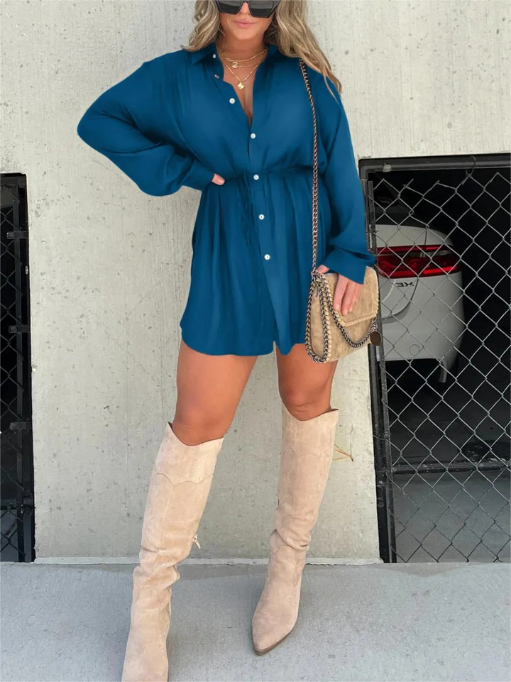 Tamara Jumpsuit Dress for Women – Elegant with Integrated Shorts & Flattering Waist Belt