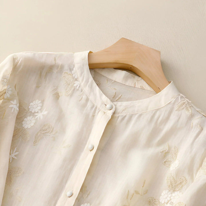 Emily Blouse for Women – Elegant Floral Blouse in Airy Fabric with Classic Cut