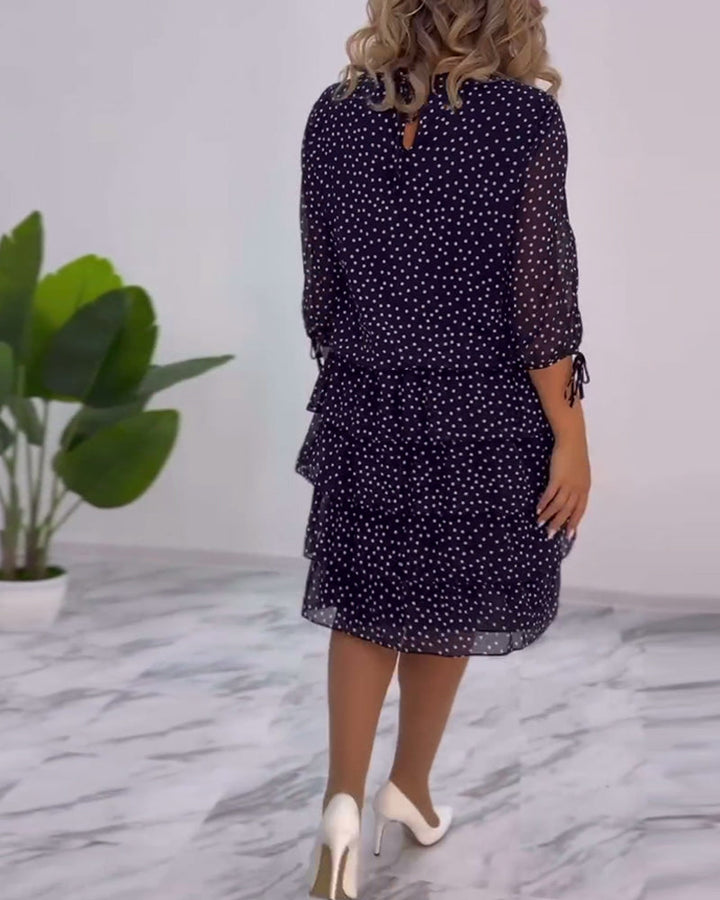 Yasmine Women's Dress – Elegant Layered Polka Dot Dress with Airy and Feminine Cut