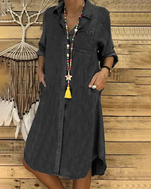 Morgane Denim Shirt Dress for Women – Flattering Fit & Light Comfort
