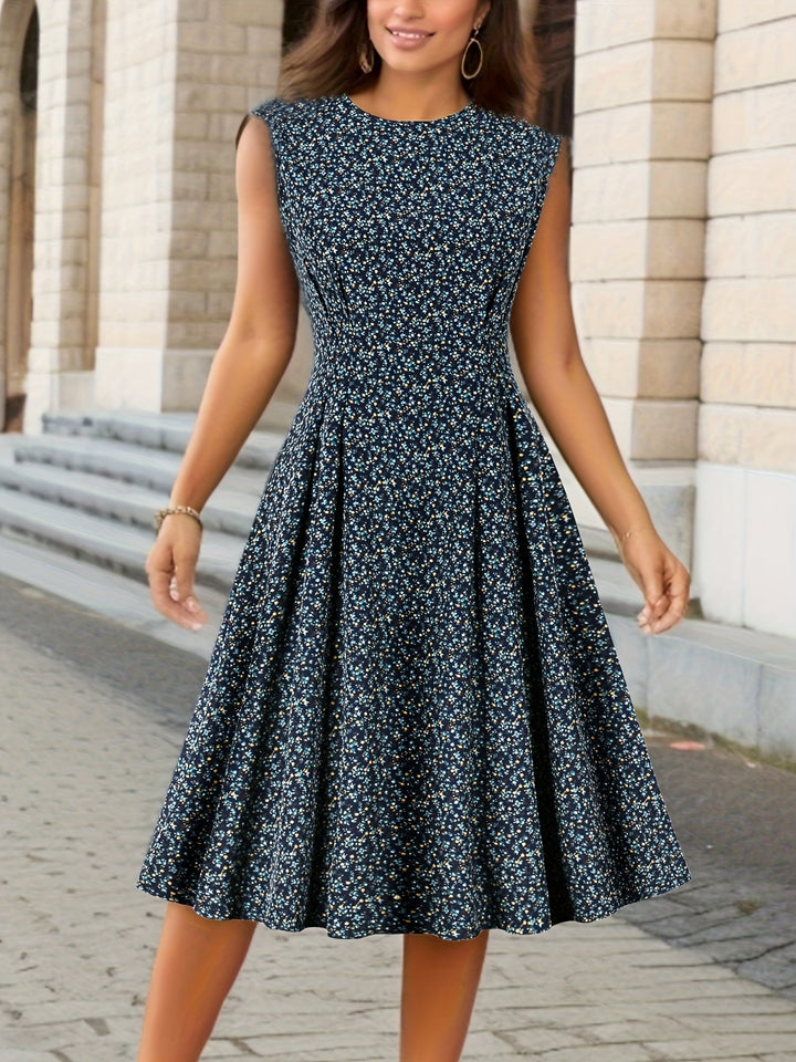 Lily Summer Dress for Women – Sleeveless Midi Dress with Floral Print and Elegant Cut