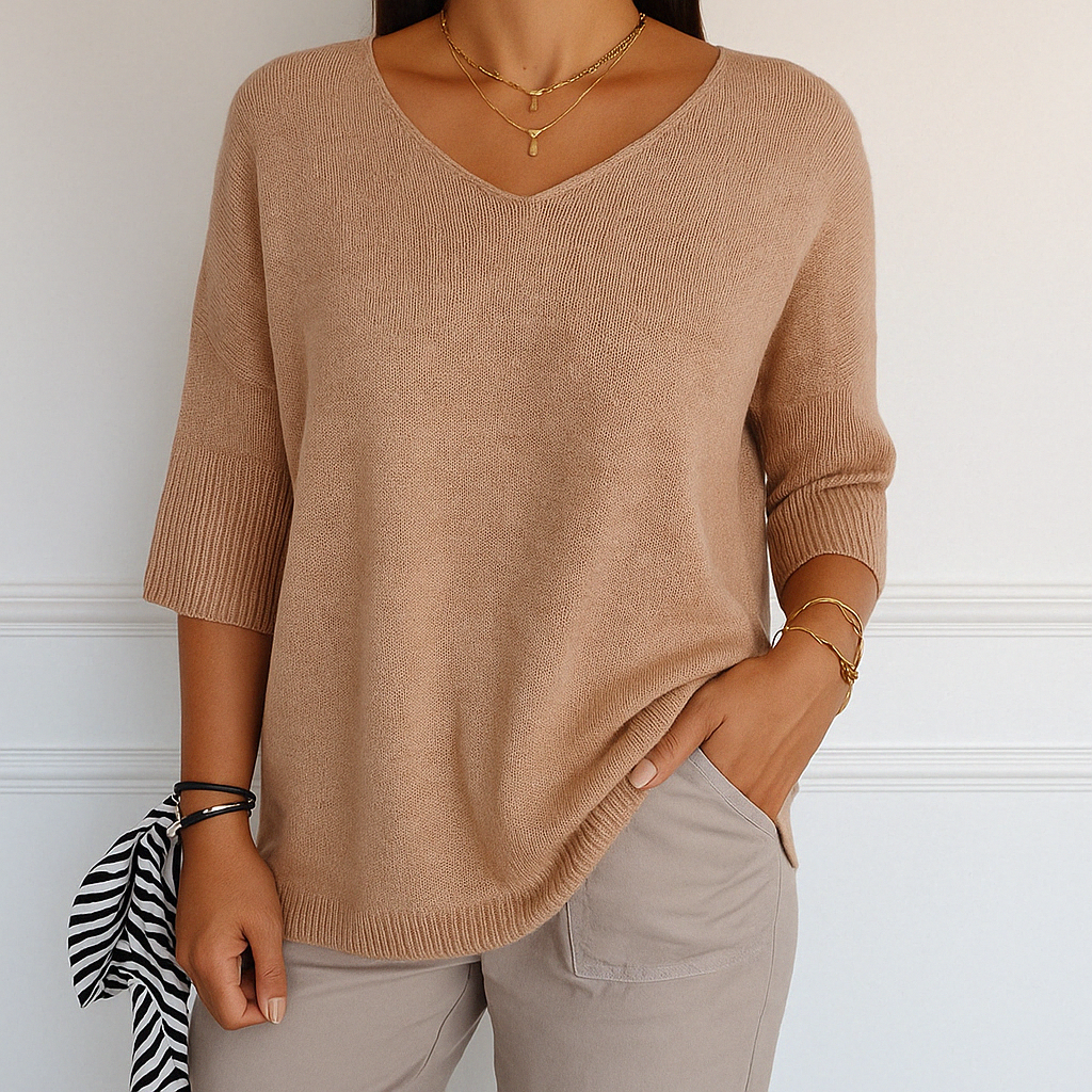 Coraline Women's V-Neck Sweater – Fine Knit, Soft & Elegant for a Refined Style