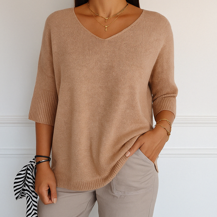 Coraline Women's V-Neck Sweater – Fine Knit, Soft & Elegant for a Refined Style