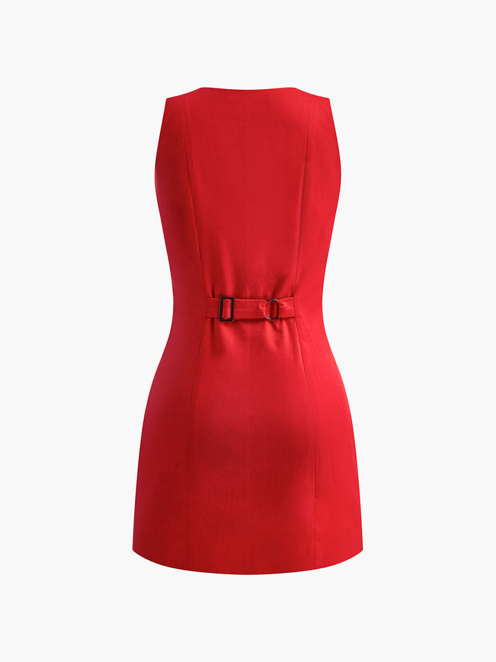 Cleo Women's Summer Dress – Short Sleeveless Dress with Button Detail & Casual Elegant Look