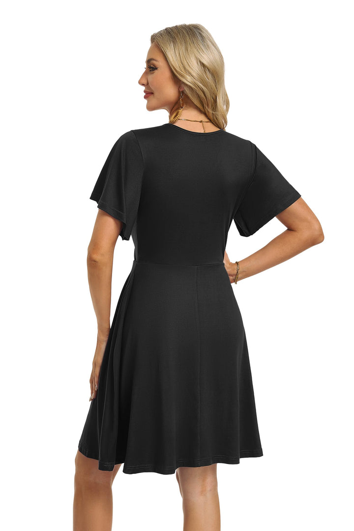Mariselle Women's Dress – Wrap V-Neck Floral, Empire Waist & A-Line Cut Summer