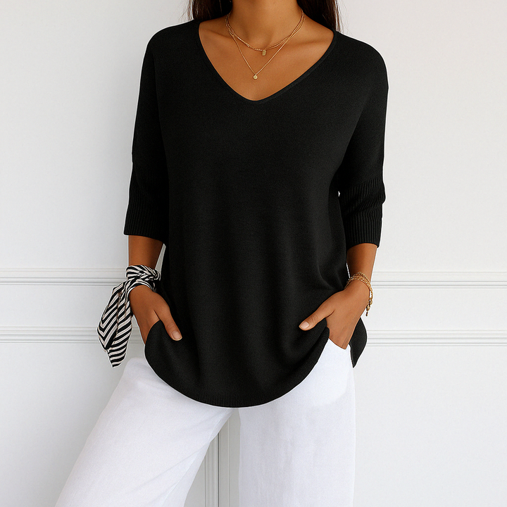 Coraline Women's V-Neck Sweater – Fine Knit, Soft & Elegant for a Refined Style