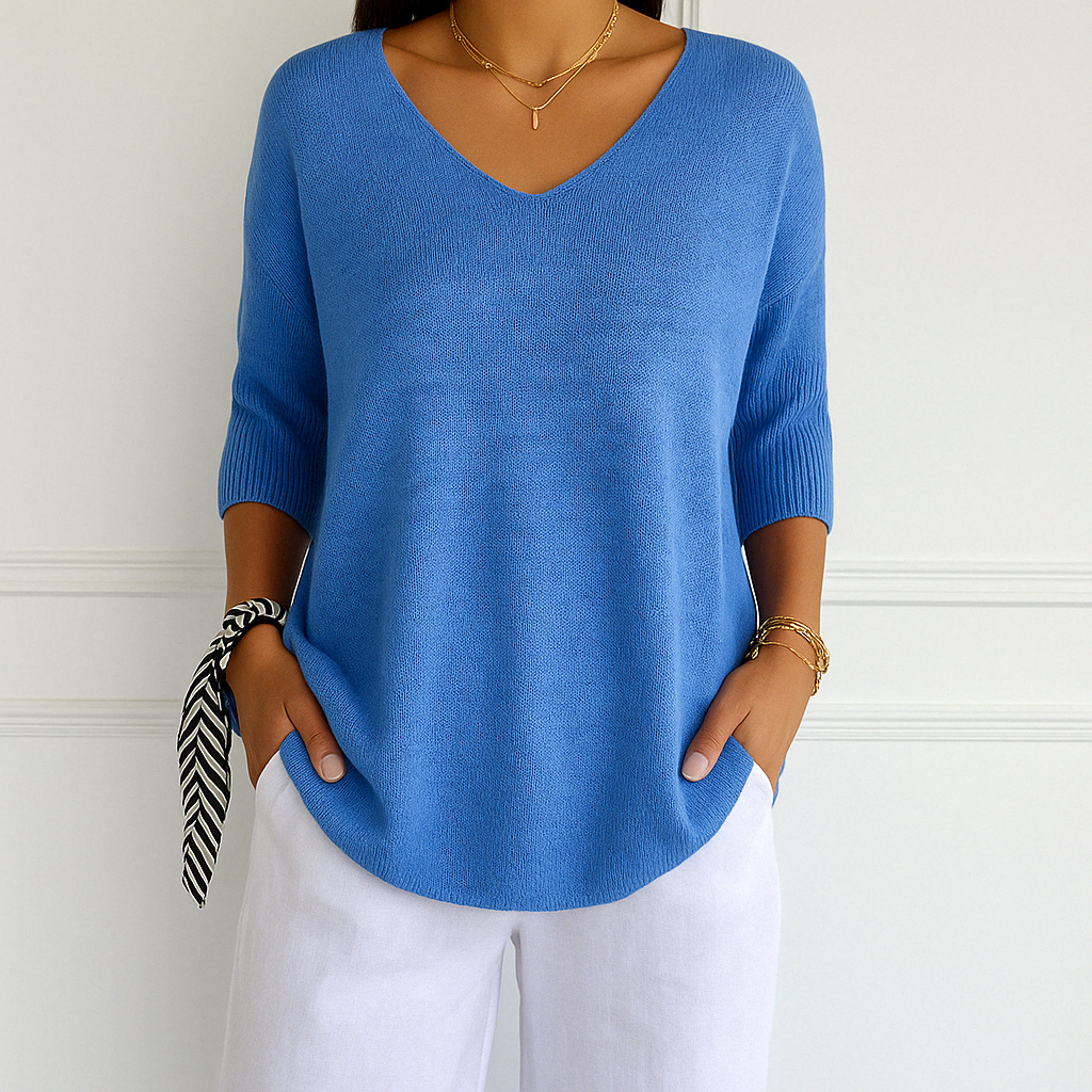Coraline Women's V-Neck Sweater – Fine Knit, Soft & Elegant for a Refined Style