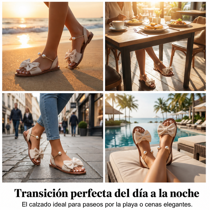 Ena | Elegant sandals with ankle straps and pearls