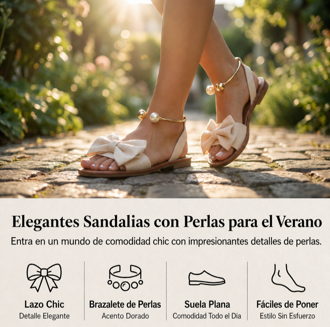 Ena | Elegant sandals with ankle straps and pearls