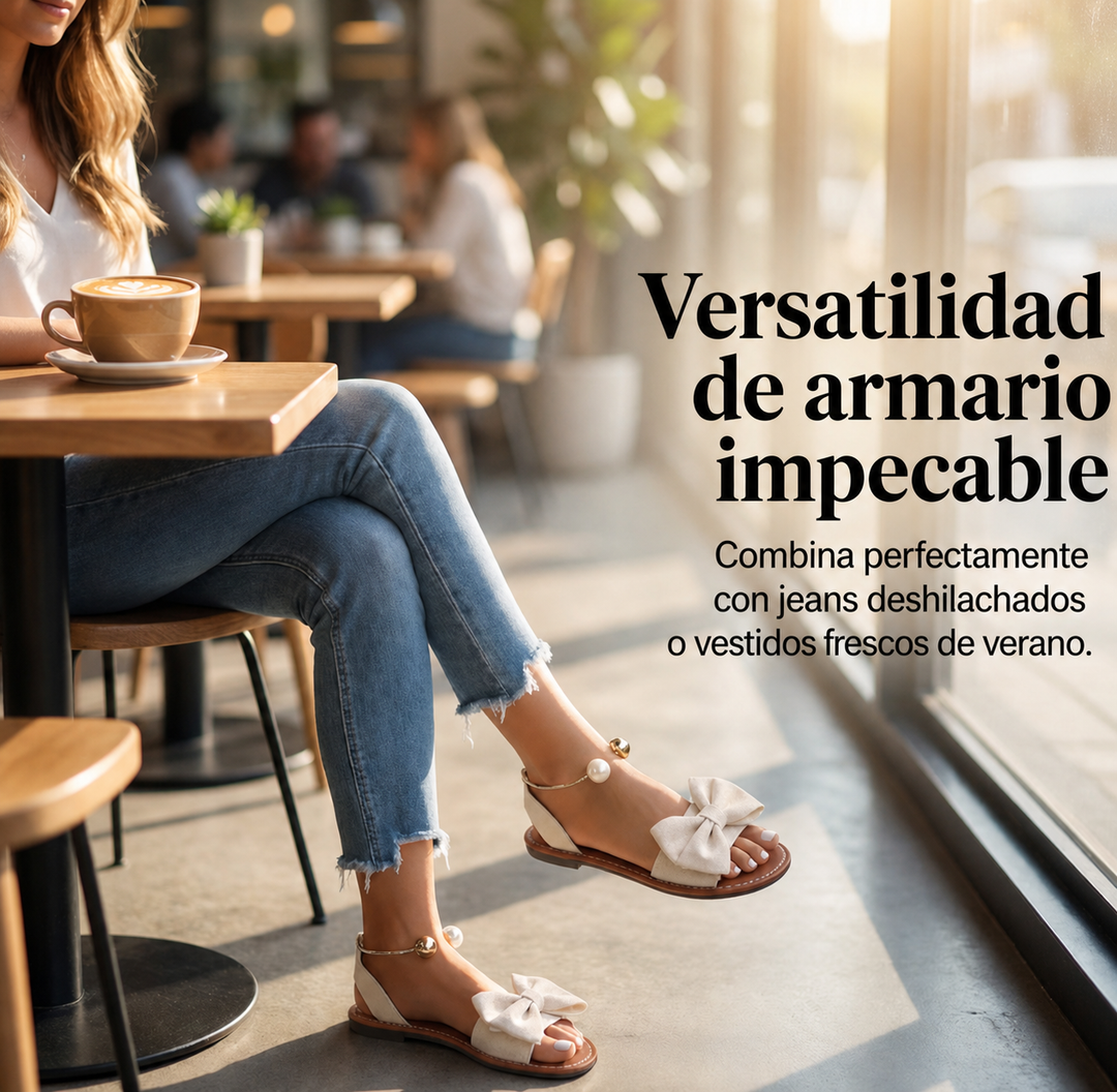 Ena | Elegant sandals with ankle straps and pearls